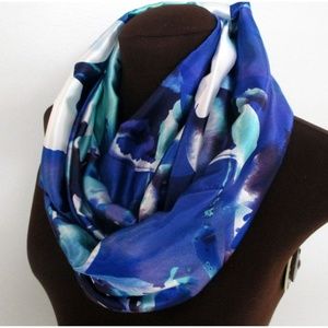 BRAND NEW SATIN INFINITY SCARF BLUES AND PURPLES